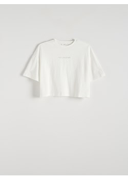 Reserved - T-shirt z aplikacją - złamana biel ze sklepu Reserved w kategorii Bluzki damskie - zdjęcie 172378147