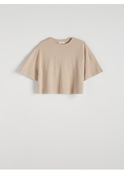 Reserved - T-shirt z efektem sprania - beżowy ze sklepu Reserved w kategorii Bluzki damskie - zdjęcie 172378149
