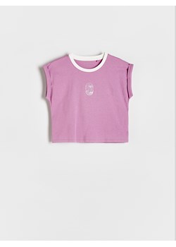 Reserved - T-shirt z haftem - fioletowy ze sklepu Reserved w kategorii Bluzki dziewczęce - zdjęcie 172378178
