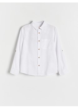 Reserved - Koszula z lnem - biały ze sklepu Reserved w kategorii Koszule chłopięce - zdjęcie 172378289
