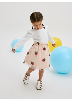 Reserved - Tiulowa spódnica z cekinami - kremowy ze sklepu Reserved w kategorii Spódnice dziewczęce - zdjęcie 172378387