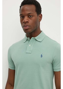 Polo Ralph Lauren polo bawełniane kolor zielony gładki 710536856 ze sklepu ANSWEAR.com w kategorii T-shirty męskie - zdjęcie 172378709