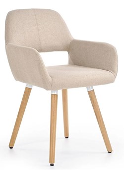 Tapicerowane krzesło z podłokietnikami Odeon - beżowe ze sklepu Edinos.pl w kategorii Krzesła - zdjęcie 172381368