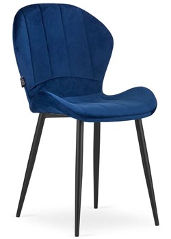 Niebieskie welurowe krzesło do stołu - Edi 3X ze sklepu Edinos.pl w kategorii Krzesła - zdjęcie 172381597