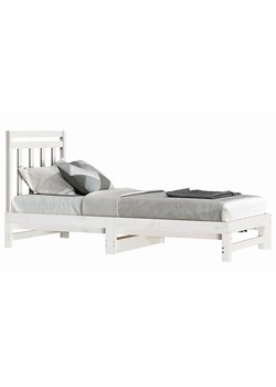Białe drewniane łóżko rozsuwane 2x(90x200) cm - Mindy ze sklepu Edinos.pl w kategorii Łóżka i materace - zdjęcie 172381775