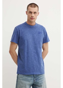 G-Star Raw t-shirt bawełniany męski kolor niebieski gładki D24688-B256 ze sklepu ANSWEAR.com w kategorii T-shirty męskie - zdjęcie 172382149