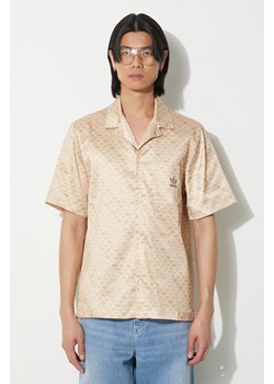 adidas Originals koszula Mono Satin męska kolor beżowy relaxed IS0211 ze sklepu ANSWEAR.com w kategorii Koszule męskie - zdjęcie 172382446