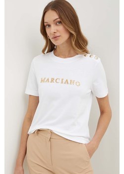 Marciano Guess t-shirt bawełniany VIVIANA damski kolor biały 4GGP18 6255A ze sklepu ANSWEAR.com w kategorii Bluzki damskie - zdjęcie 172382797