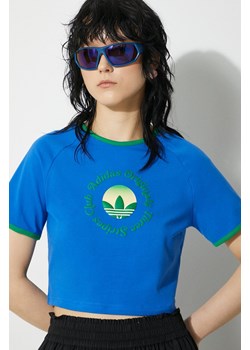 adidas Originals t-shirt GFX Baby Tee damski kolor niebieski JG8057 ze sklepu ANSWEAR.com w kategorii Bluzki damskie - zdjęcie 172382829