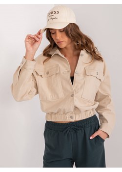 Jeansowa damska kurtka oversize beżowa (F3968) ze sklepu goodlookin.pl w kategorii Kurtki damskie - zdjęcie 172384487
