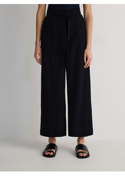 Reserved - Spodnie culotte z lnem - czarny ze sklepu Reserved w kategorii Spodnie damskie - zdjęcie 172384747