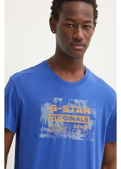 G-Star Raw t-shirt bawełniany męski kolor niebieski z nadrukiem D24682-C506 ze sklepu ANSWEAR.com w kategorii T-shirty męskie - zdjęcie 172386078