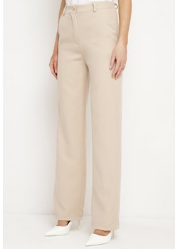 Ciemnobeżowe Spodnie Garniturowe z Wyższym Stanem i Kieszeniami Zeprra ze sklepu Born2be Odzież w kategorii Spodnie damskie - zdjęcie 172386409
