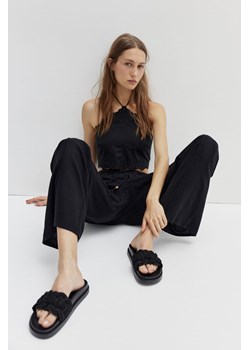 H & M - Spodnie z domieszką lnu - Czarny ze sklepu H&M w kategorii Spodnie damskie - zdjęcie 172386979