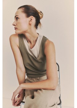 H & M - Koszulka z domieszką jedwabiu - Beżowy ze sklepu H&M w kategorii Bluzki damskie - zdjęcie 172387049