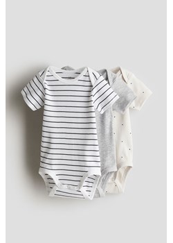 H & M - Bawełniane body 3-pak - Szary ze sklepu H&M w kategorii Odzież dla niemowląt - zdjęcie 172387066
