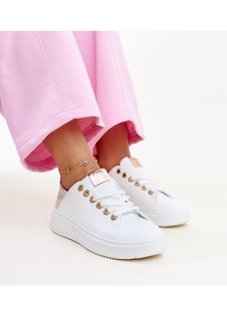 Biało-różowe sneakersy z cyrkoniami Antonietta ze sklepu gemre w kategorii Trampki damskie - zdjęcie 172388386
