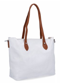 Duże Torebki Damskie Shopper Bag firmy Herisson Białe (kolory) ze sklepu torbs.pl w kategorii Torby Shopper bag - zdjęcie 172391269