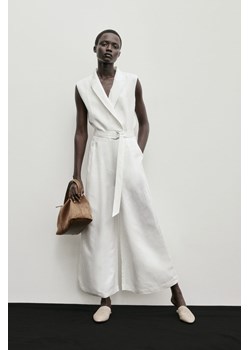 H & M - Kombinezon z domieszką lnu - Biały ze sklepu H&M w kategorii Kombinezony damskie - zdjęcie 172393375