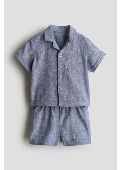 H & M - Komplet 2-częściowy z domieszką lnu - Niebieski ze sklepu H&M w kategorii Odzież dla niemowląt - zdjęcie 172393438