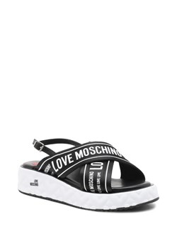 Love Moschino Skórzane klapki NASTROLOGO ze sklepu Gomez Fashion Store w kategorii Klapki damskie - zdjęcie 172399199