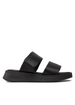 Calvin Klein Jeans Klapki Slide Double Strap Sandal Dc YW0YW01355 Czarny ze sklepu MODIVO w kategorii Klapki damskie - zdjęcie 172400639