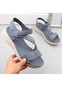 Sandały damskie komfortowe na rzepy z gumkami niebieskie eVento 7056 ze sklepu ButyModne.pl w kategorii Sandały damskie - zdjęcie 172400818