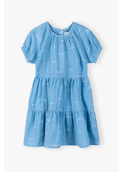 Błękitna sukienka we wzory dla dziewczynki ze sklepu 5.10.15 w kategorii Sukienki dziewczęce - zdjęcie 172402936