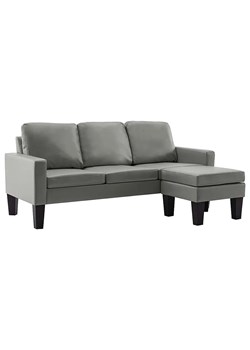 3-osobowa szara sofa z ekoskóry z podnóżkiem - Zuria 4Q ze sklepu Edinos.pl w kategorii Narożniki - zdjęcie 172403895