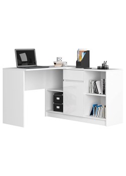 Narożne duże biurko komputerowe z szufladami białe połysk - Klemin 5X ze sklepu Edinos.pl w kategorii Biurka i sekretarzyki - zdjęcie 172404015