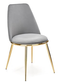 Szare tapicerowane welurem krzesło glamour - Gasso ze sklepu Edinos.pl w kategorii Krzesła - zdjęcie 172404166