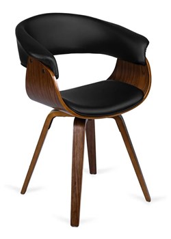 Nowoczesne krzesło z ekoskóry czarny + orzech - Erlo ze sklepu Edinos.pl w kategorii Krzesła - zdjęcie 172404496