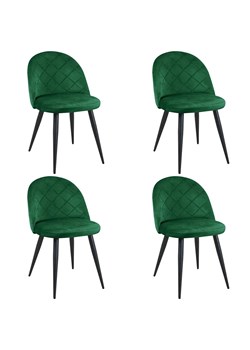 Zestaw welurowych krzeseł 4 sztuki butelkowa zieleń - Eferos 4X ze sklepu Edinos.pl w kategorii Krzesła - zdjęcie 172404566