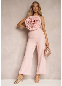 Różowy Kombinezon z Dużym Naszytym Kwiatem bez Rękawów Usemia ze sklepu Renee odzież w kategorii Kombinezony damskie - zdjęcie 172404908