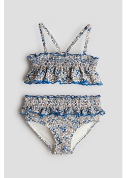 H & M - Elastycznie marszczony kostium bikini z falbankami - Niebieski ze sklepu H&M w kategorii Stroje kąpielowe - zdjęcie 172405257