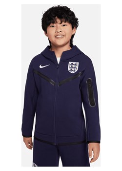 Piłkarska bluza z kapturem i zamkiem na całej długości dla dużych dzieci (chłopców) Anglia Tech Fleece - Fiolet ze sklepu Nike poland w kategorii Bluzy chłopięce - zdjęcie 172407188
