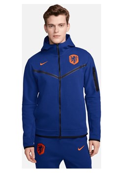 Męska piłkarska bluza z kapturem i zamkiem na całej długości Nike Holandia Tech Fleece Windrunner - Niebieski ze sklepu Nike poland w kategorii Bluzy męskie - zdjęcie 172407249