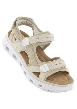 Komfortowe sandały damskie na rzepy beżowe Rieker 64074-60 beżowy ze sklepu ButyModne.pl w kategorii Sandały damskie - zdjęcie 172407786