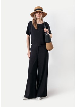 Czarna bluzka z lnem ze sklepu Molton w kategorii Bluzki damskie - zdjęcie 172409425
