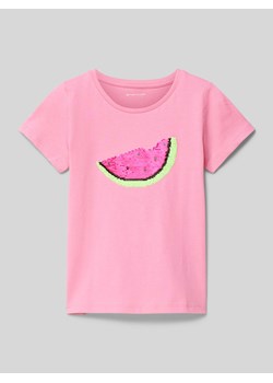 T-shirt z cekinowym obszyciem ze sklepu Peek&Cloppenburg  w kategorii Bluzki dziewczęce - zdjęcie 172410077