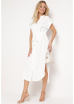 Biała Koszulowa Sukienka z Wiązaniem w Pasie Maudelles ze sklepu Born2be Odzież w kategorii Sukienki - zdjęcie 172410305