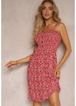 Różowa Wiskozowa Sukienka na Regulowanych Ramiączkach z Marszczonym Dekoltem Lalemia ze sklepu Renee odzież w kategorii Sukienki - zdjęcie 172410699