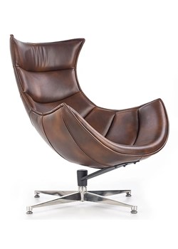 Skórzany obrotowy fotel wypoczynkowy Lavos - brązowy ze sklepu Edinos.pl w kategorii Fotele - zdjęcie 172411159