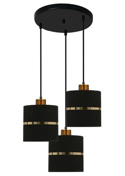 Potrójna lampa wisząca abażurowa na talerzu czarny + złoto - Z38-Reso ze sklepu Edinos.pl w kategorii Lampy wiszące - zdjęcie 172411266