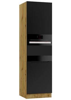 Słupek pod zabudowę piekarnika dąb artisan + czarny - Orfa 7X ze sklepu Edinos.pl w kategorii Meble kuchenne - zdjęcie 172411676