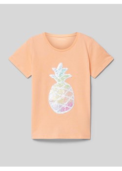 T-shirt z cekinowym obszyciem ze sklepu Peek&Cloppenburg  w kategorii Bluzki dziewczęce - zdjęcie 172412186