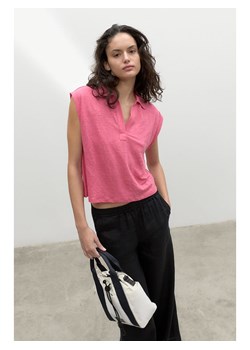 Ecoalf Lniana koszulka w kolorze różowym ze sklepu Limango Polska w kategorii Bluzki damskie - zdjęcie 172413437