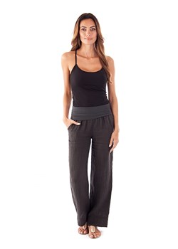100% Leinen Lniane spodnie w kolorze czarnym ze sklepu Limango Polska w kategorii Spodnie damskie - zdjęcie 172415476
