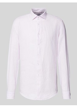 Koszula lniana o kroju slim fit z kołnierzykiem typu kent ze sklepu Peek&Cloppenburg  w kategorii Koszule męskie - zdjęcie 172416998