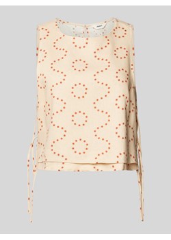 Bluzka lniana krótka z bocznymi wiązaniami model ‘CHANG’ ze sklepu Peek&Cloppenburg  w kategorii Bluzki damskie - zdjęcie 172417286